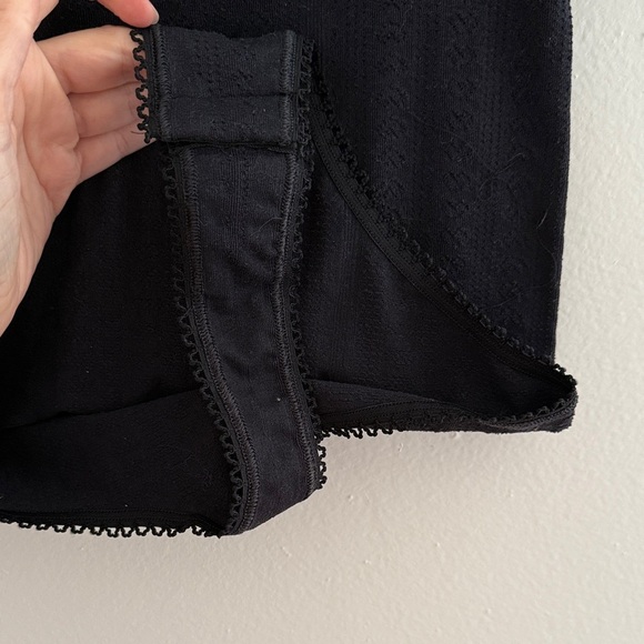 Anthropologie Seamless Pointelle Open Back Bodysuit Black Lace Trim Size Small - Picture 8 of 10